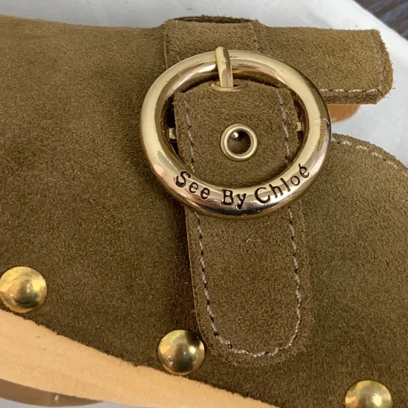 See by Chloé Vivienne Clog Mule in Khaki Suede EU 38 - Picture 5 of 10
